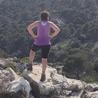 Gemma looking back to Valldemossa after reaching the top of the mountain